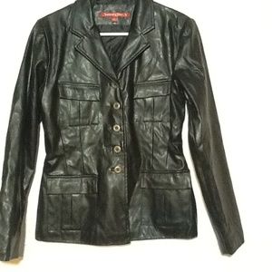 JennyferJ Vegan Black Leather Jacket Sz Medium
